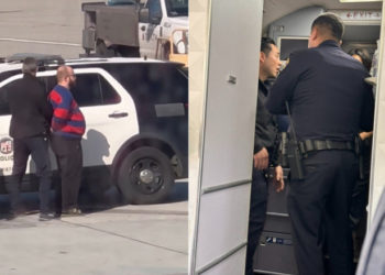 Un bărbat a fost arestat după ce a sărit dintr-un avion care se pregătea să decoleze și s-a dat pe toboganul de evacuare