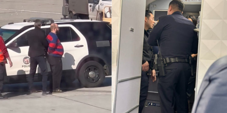 Un bărbat a fost arestat după ce a sărit dintr-un avion care se pregătea să decoleze și s-a dat pe toboganul de evacuare