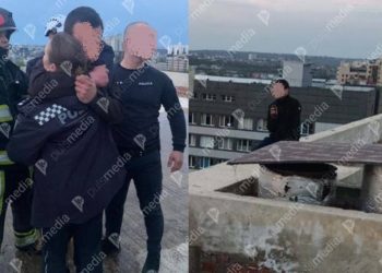 La un pas de tragedie. Polițiștii și pompierii au prevenit un suicid pe strada București din capitală | VIDEO