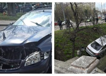 ДТП в столице: Ford, после столкновения с Toyota, съехал в кювет и чуть не упал в реку Бык | FOTO