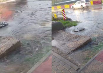 Locuitorii din Bălți s-au trezit „în Veneția”. Tone de apă se scurg pe o stradă din Capitala de nord