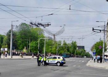 Circulația transportului pe bd. Ștefan cel Mare, sistată din cauza protestului: Vezi cum circulă troleibuzele | FOTO/VIDEO