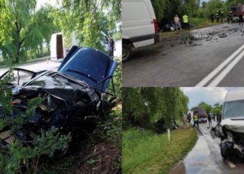 Șoferul unui Mercedes și doi pasageri, spitalizați, după impactul cu microbuzul, la Sîngerei: Mașina a ieșit pe contrasens | FOTO