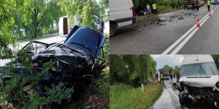 Șoferul unui Mercedes și doi pasageri, spitalizați, după impactul cu microbuzul, la Sîngerei: Mașina a ieșit pe contrasens | FOTO