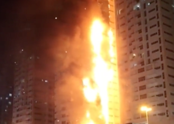 В ОАЭ вспыхнул 36-этажный небоскреб: жуткий пожар зафиксировали на видео