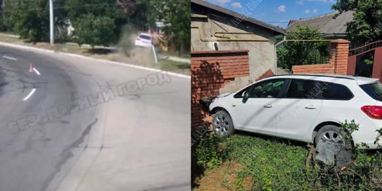 A adormit la volan, cu 2 copii pe bancheta din spate: Momentul în care șoferița intră într-un gard, la Tighina | VIDEO