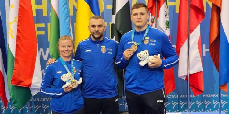 Echipa Moldovei de lupte corp la corp a urcat pe podium la Campionatul Mondial 2023, desfășurat la Astana
