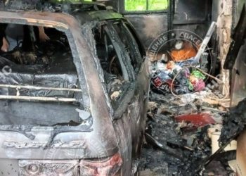 В Дубоссарах из-за короткого замыкания полностью сгорел автомобиль