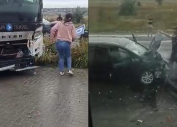 Accident grav în apropiere de vama Leușeni: Au fost implicate un autocar și două mașini