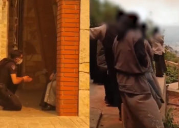 Scene dramatice din Grecia: Un polițist se roagă în genunchi de călugărițe să evacueze mănăstirea amenințată de incendii