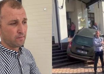 „E greu, toți banii pe care-i fac, îi bag în transport”. Cum își explică gestul șoferul care a urcat cu mașina pe treptele Primăriei Hîncești | VIDEO
