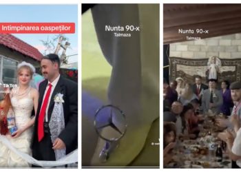 «Мурка», значок от «Мерса» и малиновые брюки. Пара из Штефан-Водэ сыграла свадьбу в стиле 90-х | VIDEO