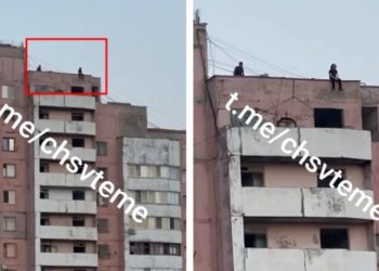 На крыше одного из домов «Ворот города» были замечены подростки | VIDEO