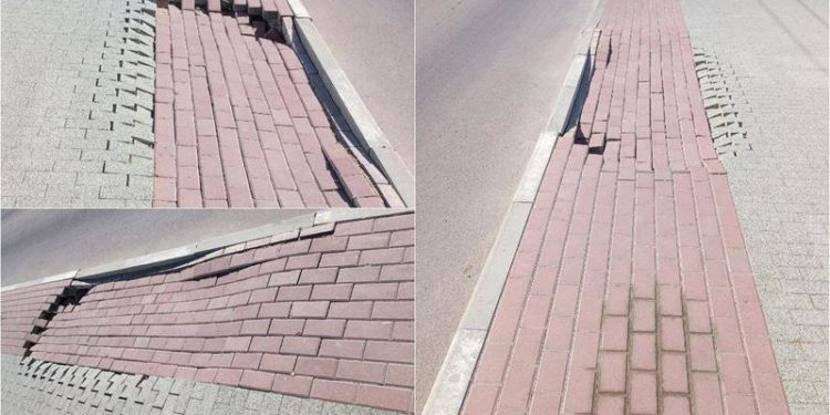 Abia renovat, s-a și surpat: Locuitori din Bălți, indignați, după ce le-a fugit pavajul de sub picioare