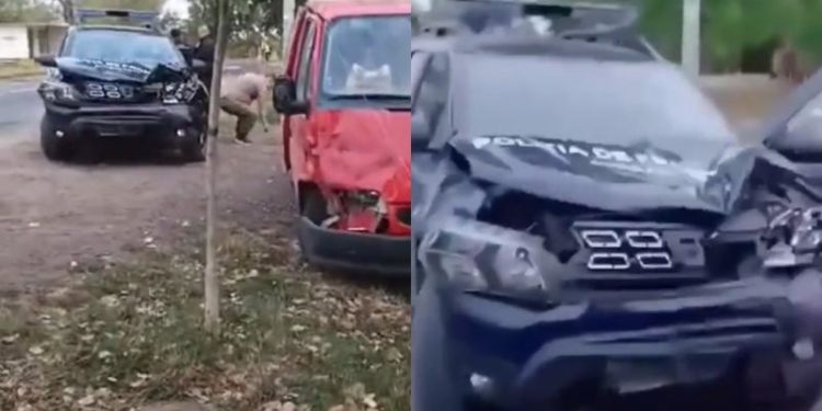 Un automobil al Poliției de Frontieră, boțit într-un accident, după ce s-a izbit cu o altă mașină, la Ungheni: Cum s-ar fi produs impactul | VIDEO