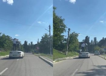 Dansând în picioare pe o mașină care se deplasa prin Orhei: Cum doi tineri și-au pus viața în pericol
