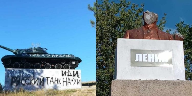 Două monumente sovietice au fost vandalizate: Polițiștii întreprind măsuri de investigații pentru identificarea persoanelor implicate