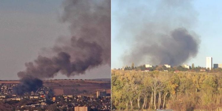Incendiu de vegetație lângă Grătiești: Fum dens, surprins în apropiere de o stație PECO