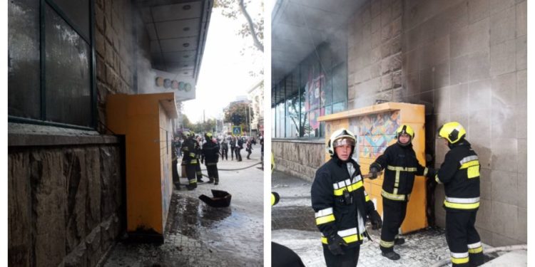 Un terminal poștal din centrul Capitalei – cuprins de fum. Au intervenit două echipaje de pompieri